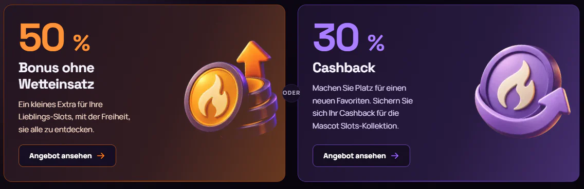 BlazeSpins Casino Bonusangebote mit 50 % Bonus ohne Wetteinsatz und 30 % Cashback für Mascot Slots