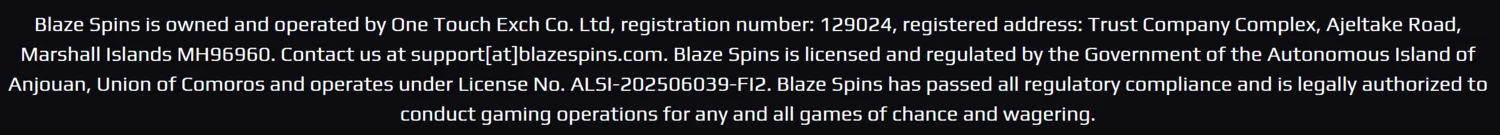 Blaze Spins Casino Licence